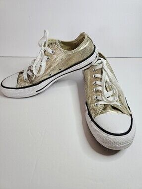 Converse All Star Low Top Gold Metallic Glitter Women 7/Men 5 Streetwear Holiday